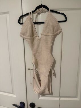 Victoria's Secret Cream Crochet-Texture One-Piece